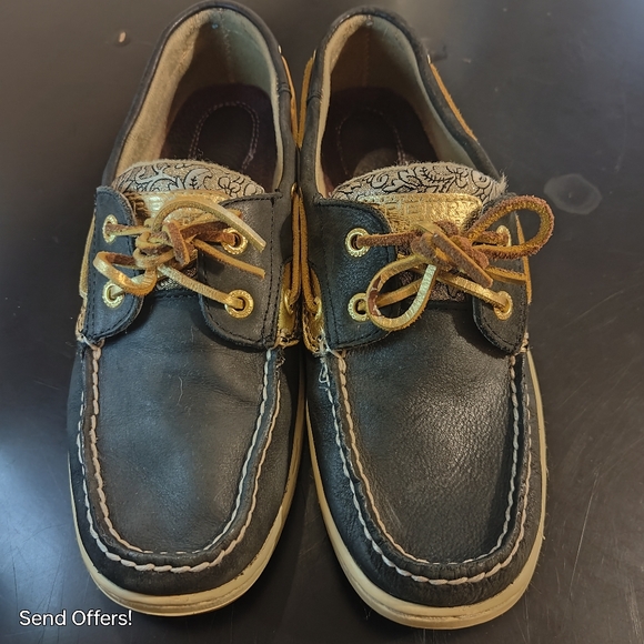 Sperry Top Slider Bluefish Boat (9288374) Shoes, Women’s Size 9M, Black / Gold - Picture 3 of 6